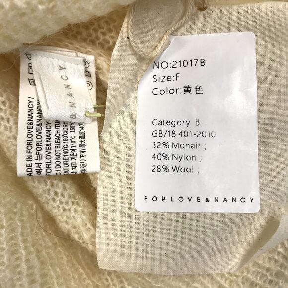 FORLOVE & NANCY Mohair Wool Blend Knit Sweater M Cream Cottage Fairy Preppy NWT - Picture 7 of 9